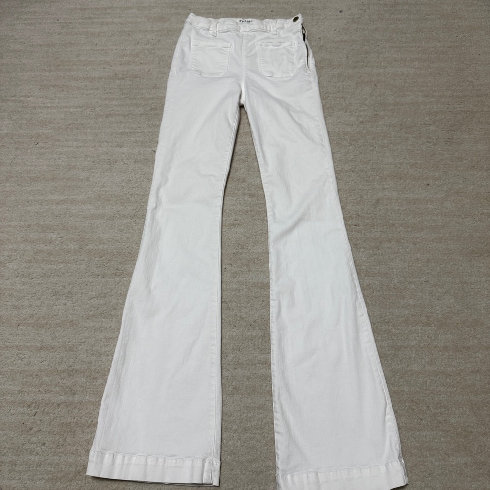 Frame White Le High Flare Jeans Women's Sz 27 Full Length 34" Inseam